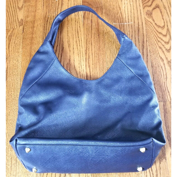 Toss Designs Oversized Hobo Shoulder Bag Dark Blue Bottom Studs 14"x11:x5" - Picture 2 of 6